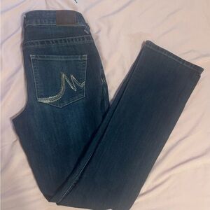 Maurices Blue Straight Leg Jeans with Distinctive Embroidery